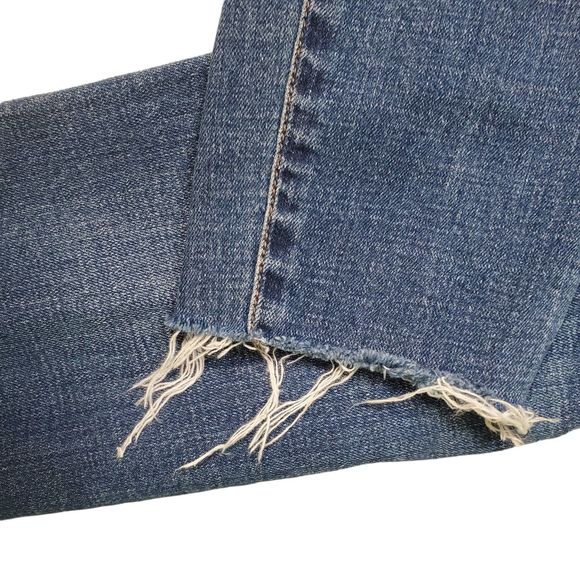 Blue Revival Blue Distressed Raw Hem Cropped Jeans with Piping Detail Size 26 - Picture 5 of 10
